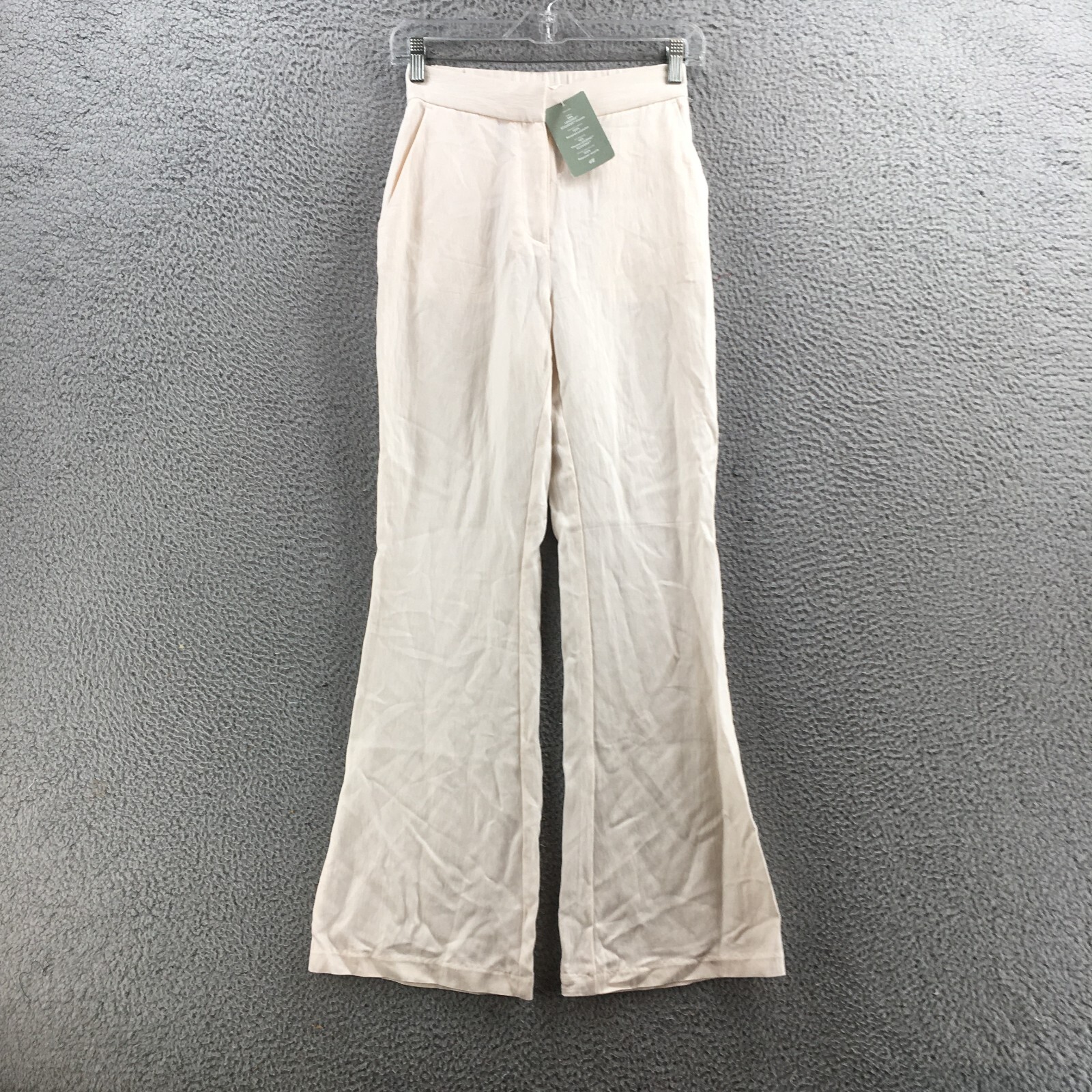 H&M Chino Pants Womens 2 Solid White High Rise Zip Fly Wide H&M Chino Pants Womens 2 Solid White High Rise Zip Fly Wide