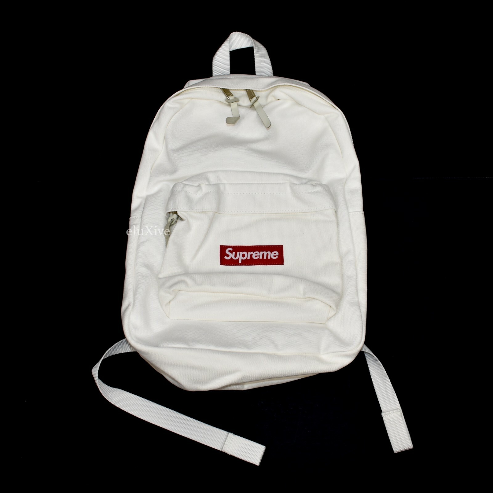 NWT Supreme Red Box Logo Classic White Canvas Backpack Men's FW20