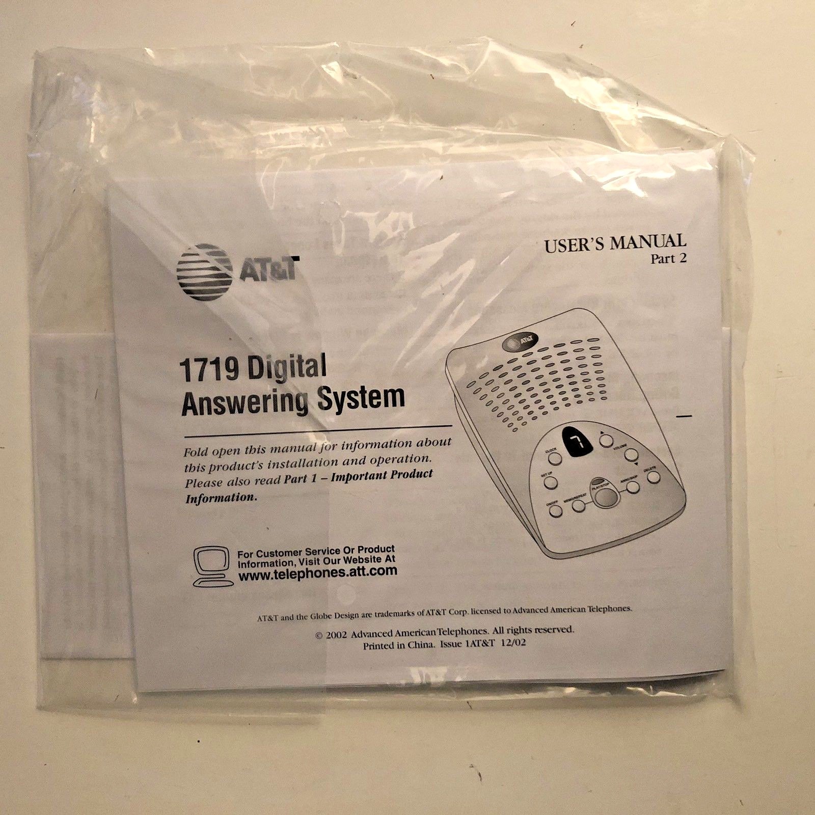 AT&T Digital Answering System 1719 Memory for Power Failures White New AB10M