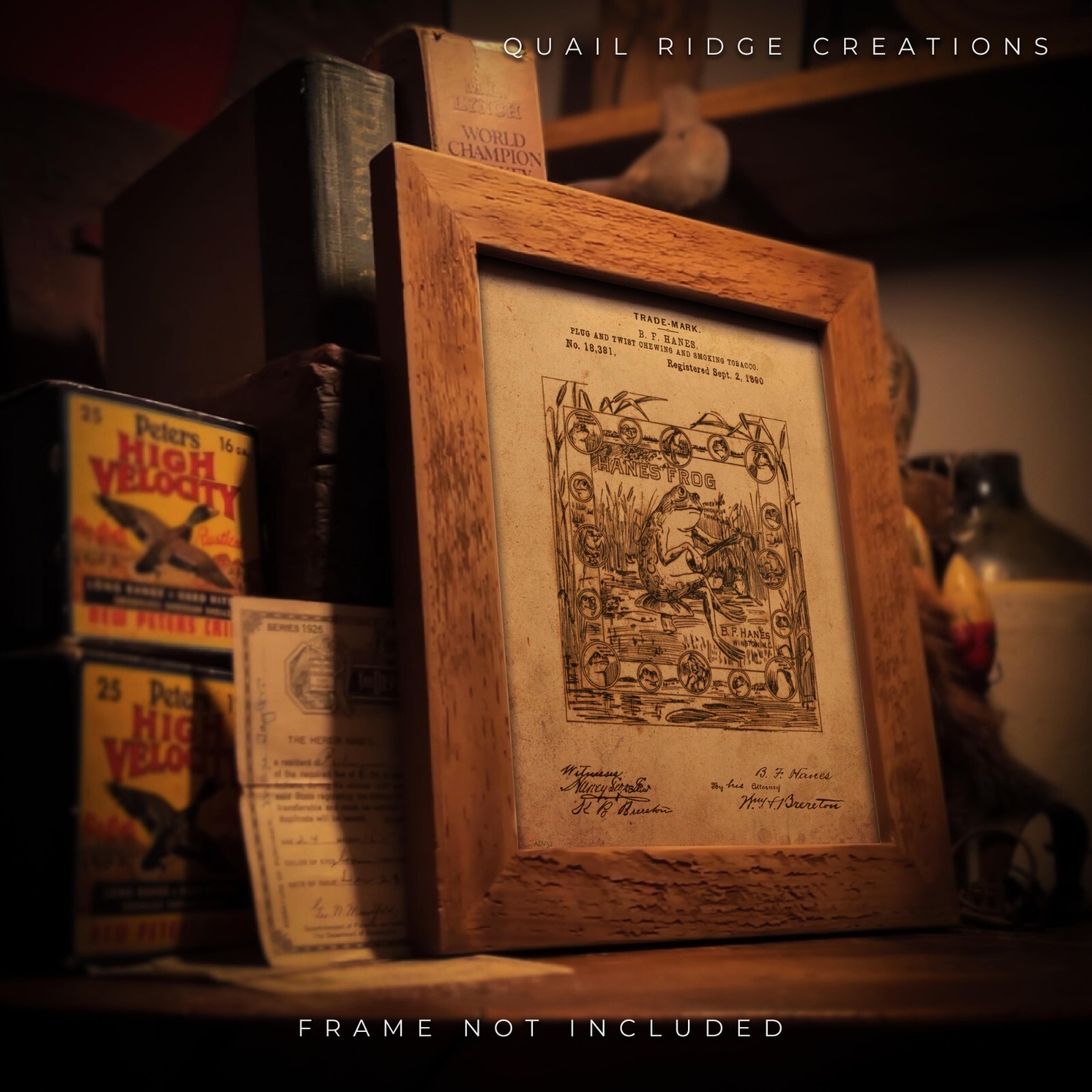 Vintage Hanes Frog Chewing Tobacco Label Art Print 8X10 Smoking Shop Wall Decor