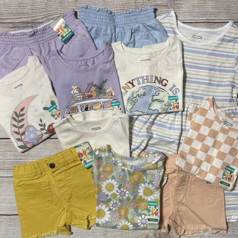 Garanimals Toddler Lot Of Clothes Size 5t. Nwt! 4 Shorts, Dress, 6 Shirts.