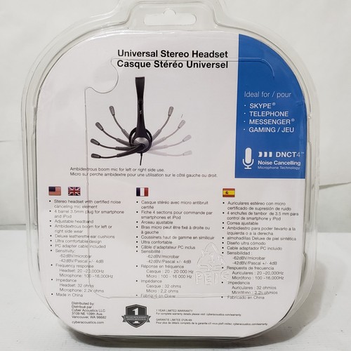 Cyber Acoustics AC204 Headset New In Package Computers & Networking Home school