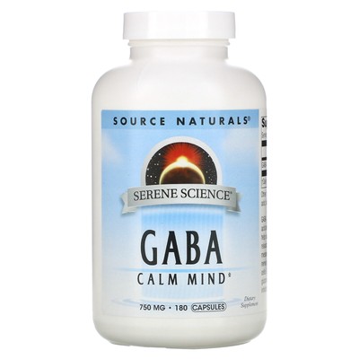 Source Naturals GABA 750 мг 180 капсул без молока, без яиц, без глютена,