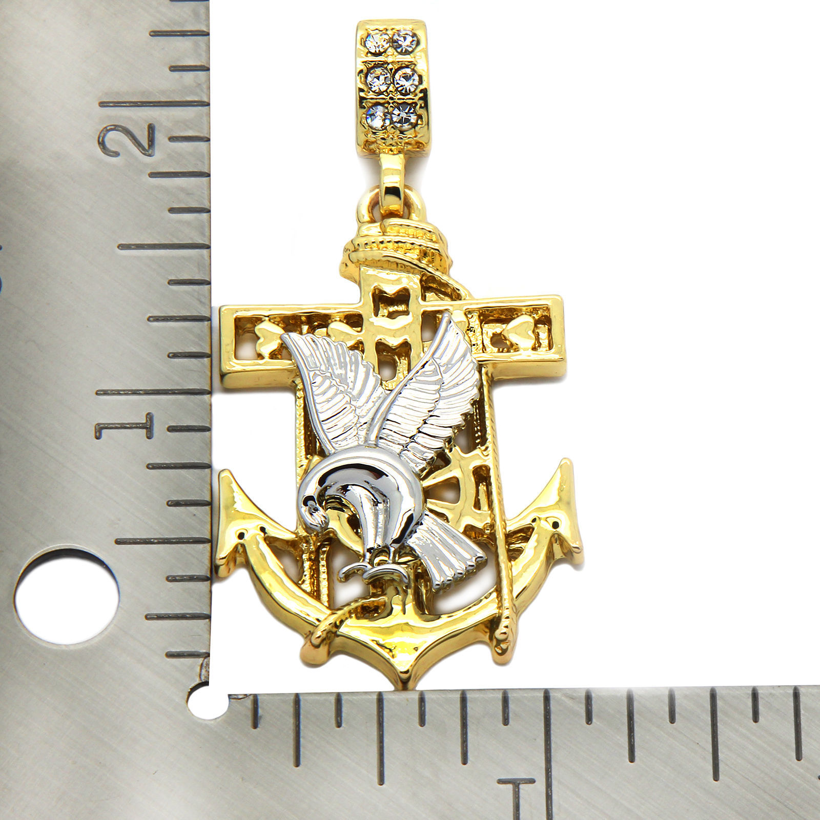BREND Gold Mens14K Plated Eagle Anchor Hip-Hop 4 mm/24