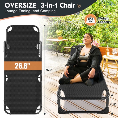 ABORON Adult Folding Camping Cot Bed Lounge Chair Reclining Adjustable 5Position