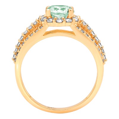 Pre-owned Pucci 1.98ct Round Halo Sea Green Simulated Diamond Promise Ring 14k Yellow Gold