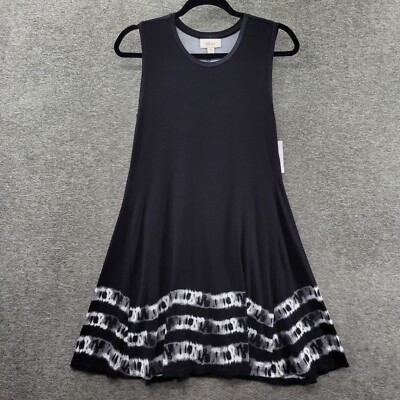Style & Co Flip Flop Dress Women's PM Black Sleeveless Tie Dye Stripe NWT