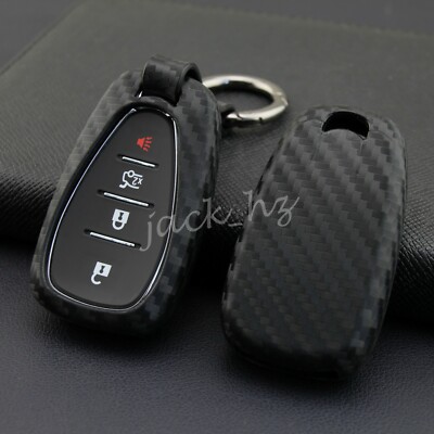 Smart Car Key Fob Case Cover Chain For Chevrolet Malibu Cruze Trax Carbon Fiber