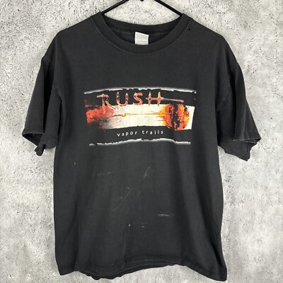 Vintage Rush Vapor Trails Band Tour T Shirt Size Large 2002 Rare Black