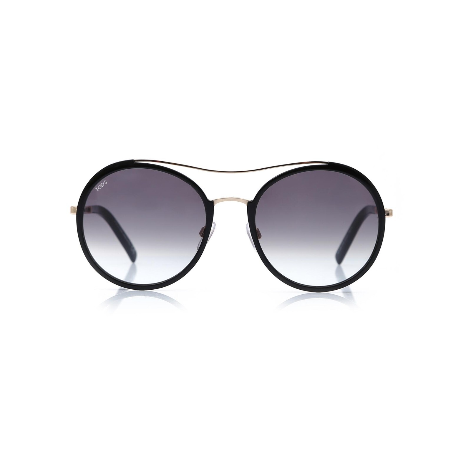 Tods TO238 01B Black Round Aviator Metal Sunglasses Frame 52