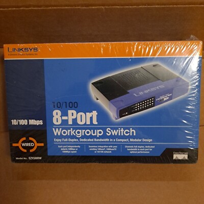 New LinkSys Sealed Cisco Etherfast 10100 8 port Workgroup Switch Network EZXS88W