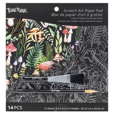 Brea Reese: Nature Scratch Art Paper Pad - 12 Designs, 8x8