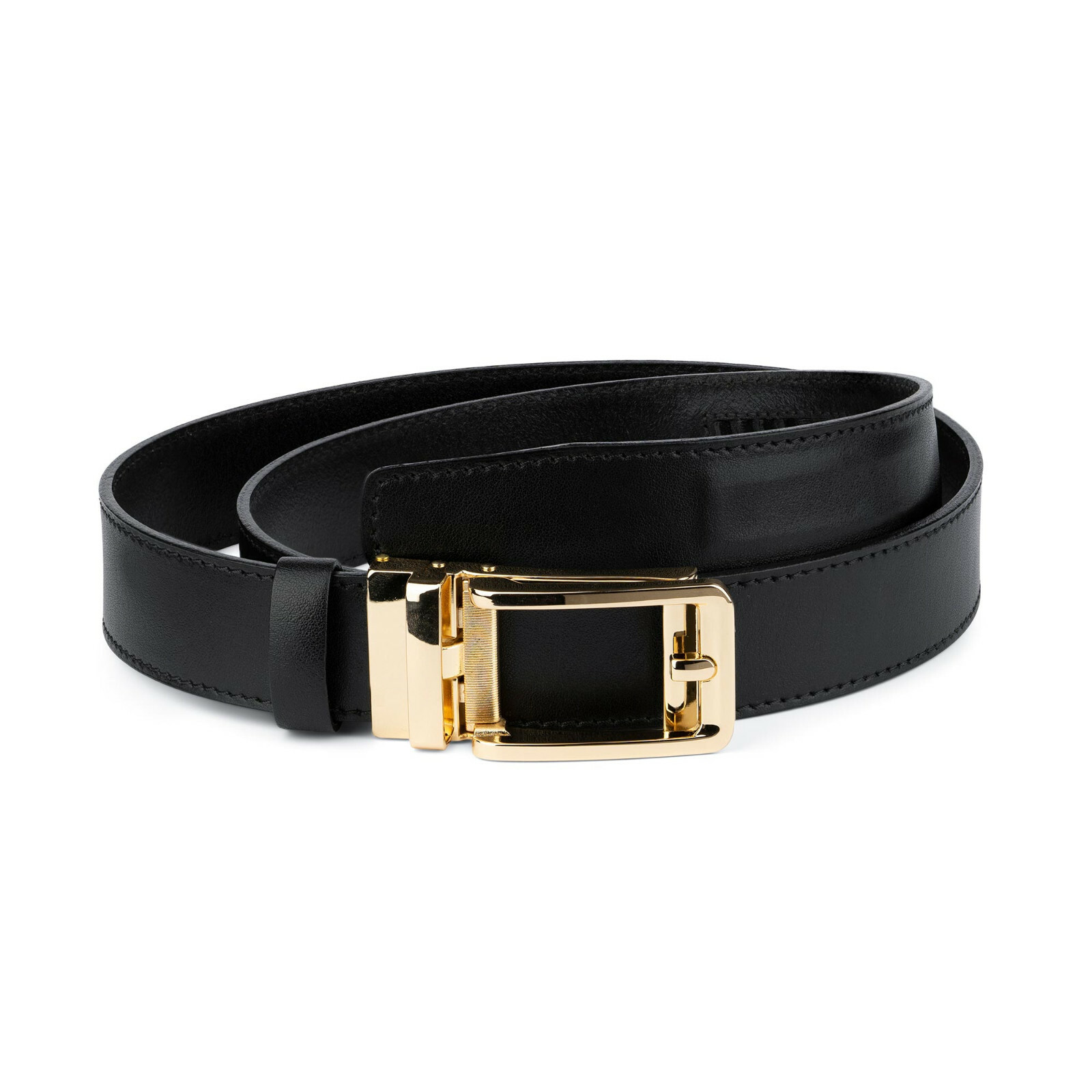 Men's Black Belt With Gold Buckle Men Click Belts Golden Buckles