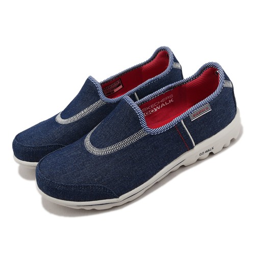 

Skechers Go Walk Classic-Classic Point Темно-синие женские повседневные туфли без шнурков 124470-DEN, Multi-coloured, Go Walk Classic-classic Point
