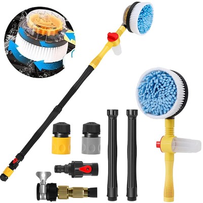 Car Wash Brush with Long Handle Automatically Foams Rotating Car Wash Kit A7E5