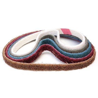 Lot de 5 bandes abrasives non tissées Premium, bandes abrasives, 13 x 457 mm, mélange de granulométrie
