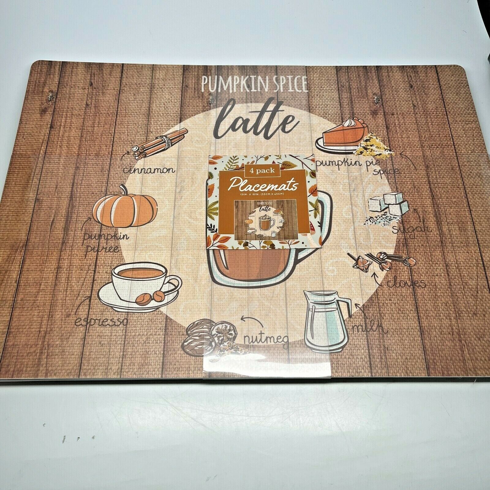 Pumpkin Spice Latte Ingredients Fall Vinyl Placemats Set of 4 ...
