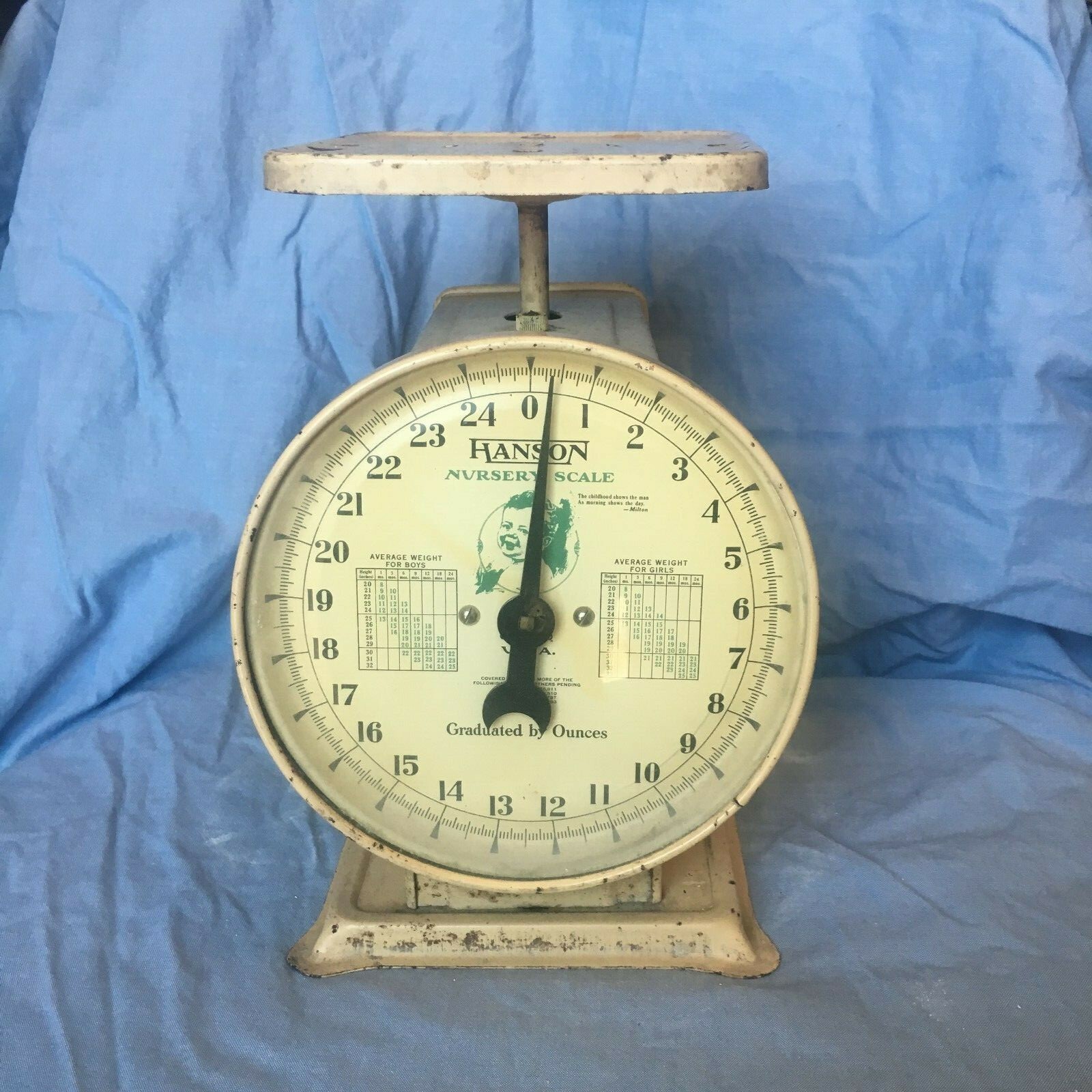 アンティーク　ベビー　スケール　baby scales Vintage Baby Scale 30lb Babies & Star Tray And Pad | eBay