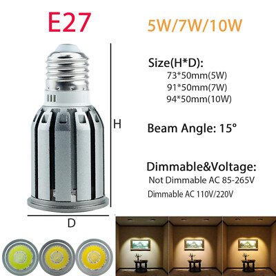 Spot Light LED Home Dimmable Spotlight GU10 E27 E12 10W 7W 5W Bulbs Light COB