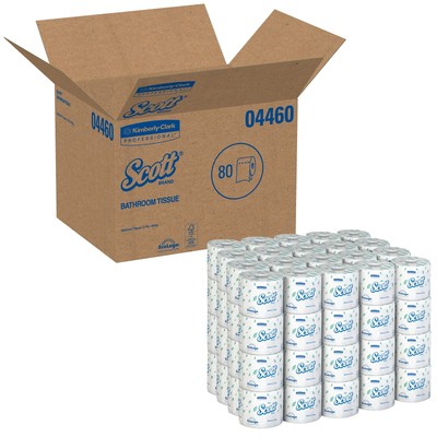 Scott Essential 2-Ply Bathroom Toilet Tissue Paper Rolls White 80 Rolls 04460