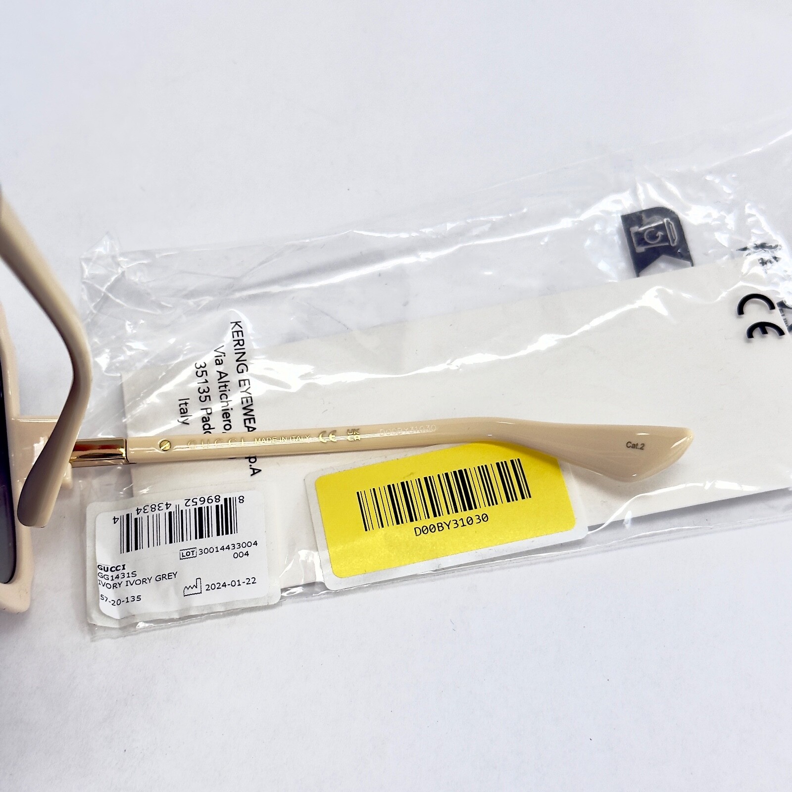 Pre-owned Gucci Ivory Grey 1431 Oversized Retro Gg1431s Sunglasses 004 Authentic In Gray