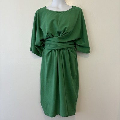 Eloquii Cross Front Flutter Sleeve Dress Plus Size 26 Leprechaun Green Stretch 