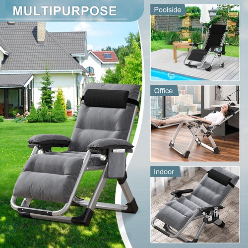 SLSY Zero Gravity Chair Folding Lounge Reclining Deck Chaise & Headrest Mattress