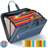 SEEKIND Heavy Duty Accordian File Organizer with Handle,26 Pockets Expanding File Folder, Portable Cloth Document Organizer Accordion File Keeper for Letter Size / A4 File, for Office, School-Teal …