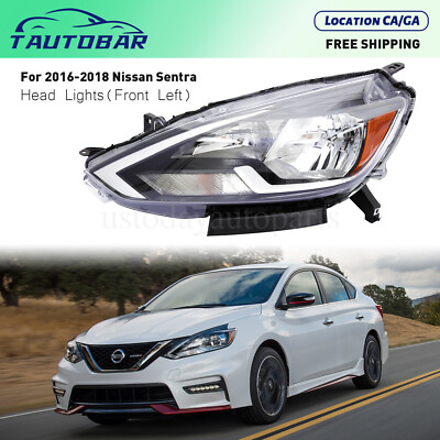 Fits 2016-2018 Nissan Sentra Headlight Headalamp Halogen Driver Left Side LH