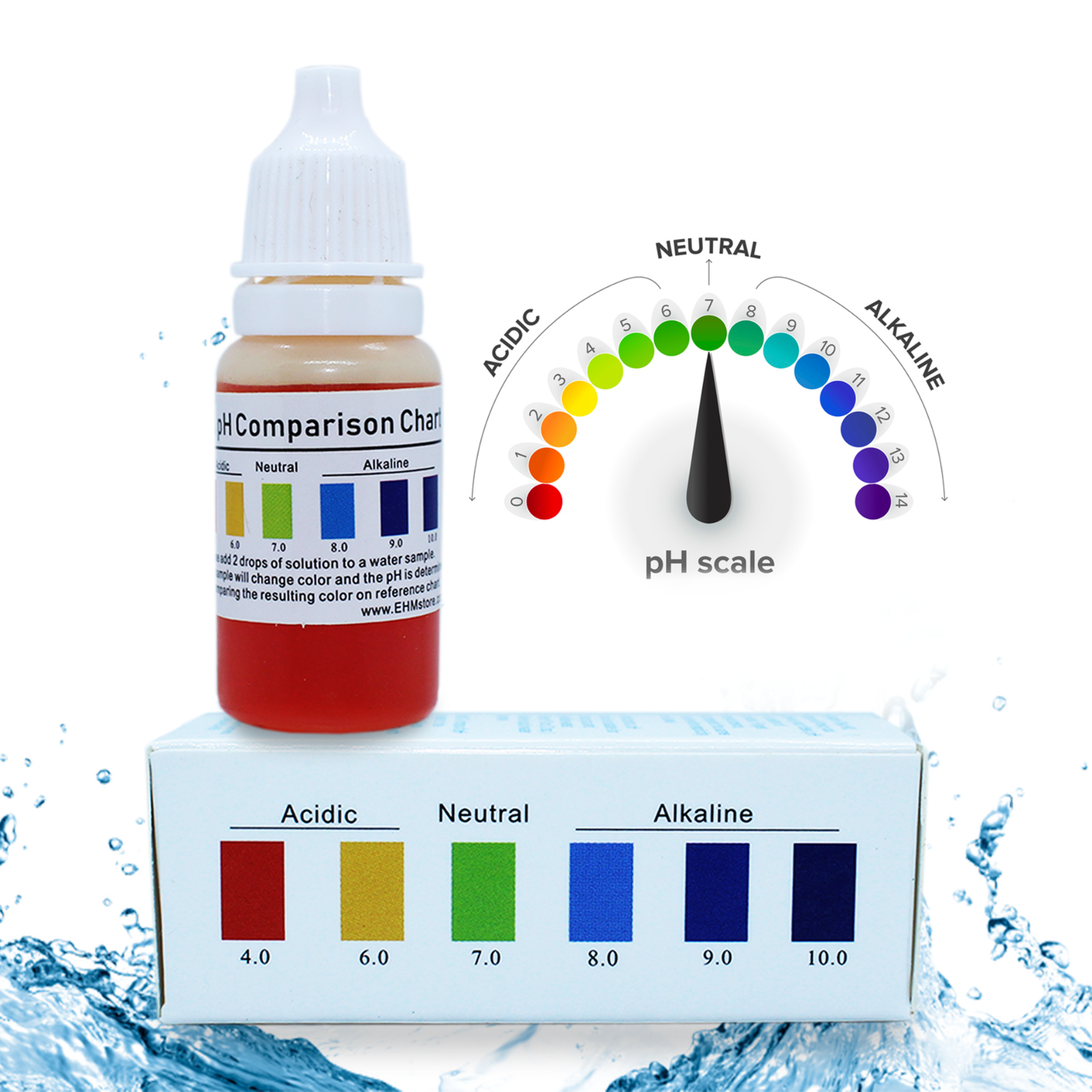 Alkaline Water pH Test Liquid Kit for Drinking Water Measures pH Level of Water