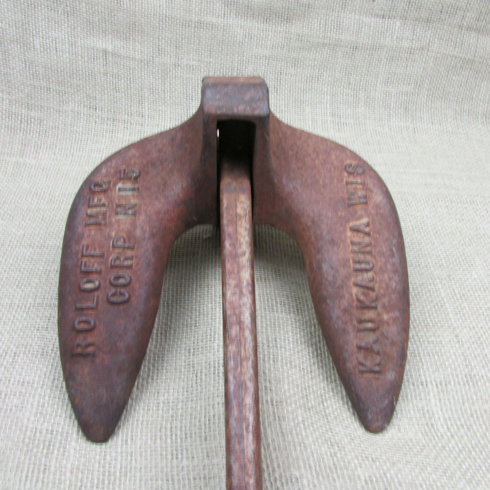 Vintage Roloff Mfg. Corp Cast Iron Marine Boat Anchor N15 Kaukauna Wisconsin