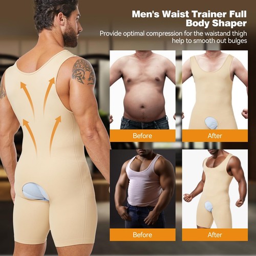 Men Full Body Shaper Belly Compression Shapewear Bodysuit Tummy Control Girdle