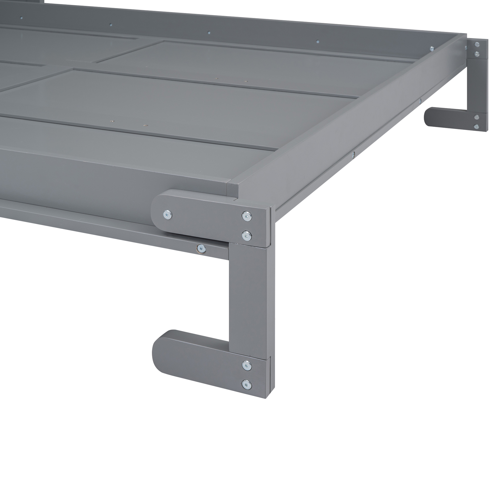 Queen Size Murphy Platform Bed Frame W/ Storage Shelf Space-Saving Bedroom Gray
