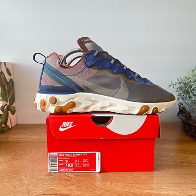 Nike Mens React Element 87 AQ1090-200 Gray Running Shoes Sneakers Size 9