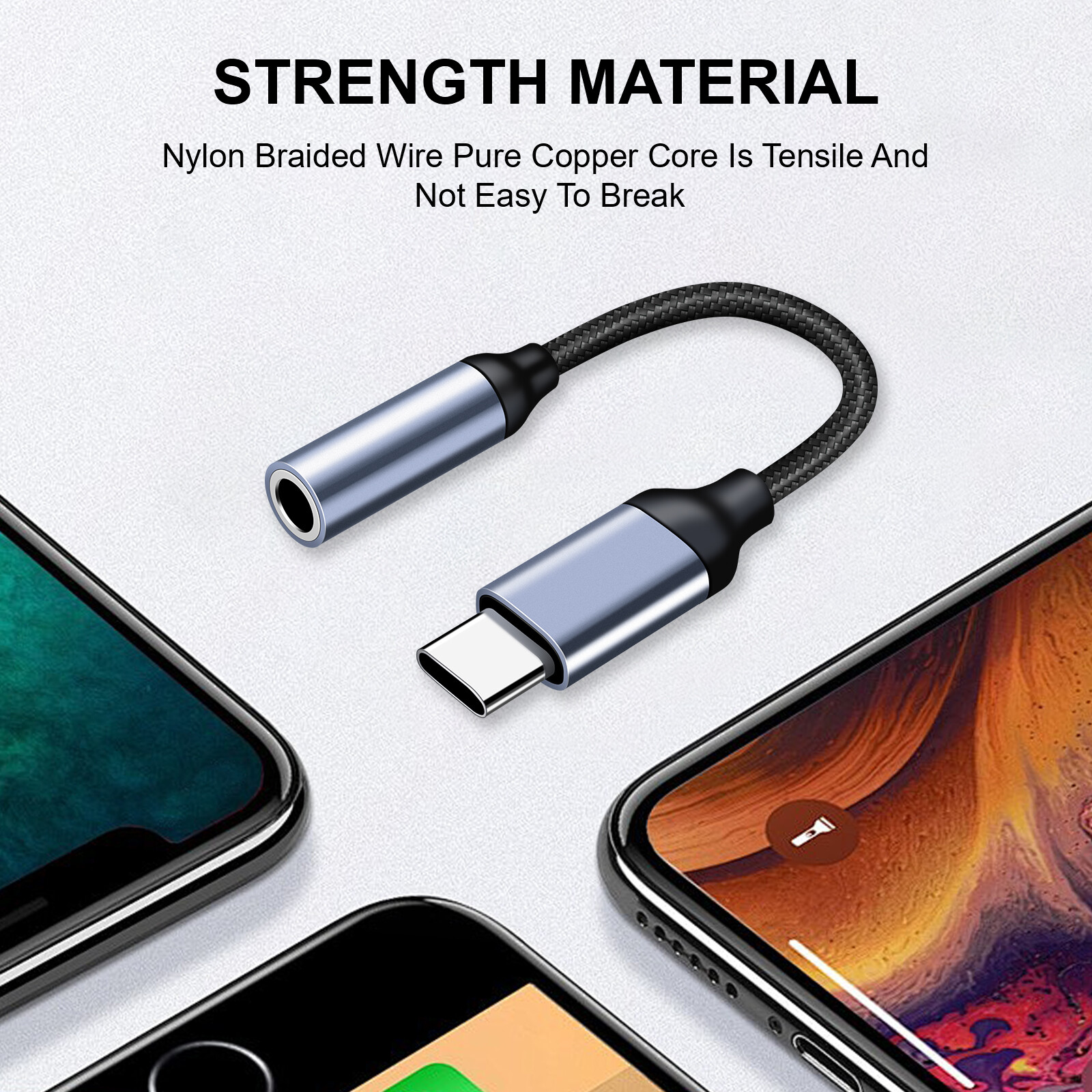 For Samsung Galaxy A14 A23 A54 5G USB-C to 3.5mm Aux Jack Adapter Earphone Cable