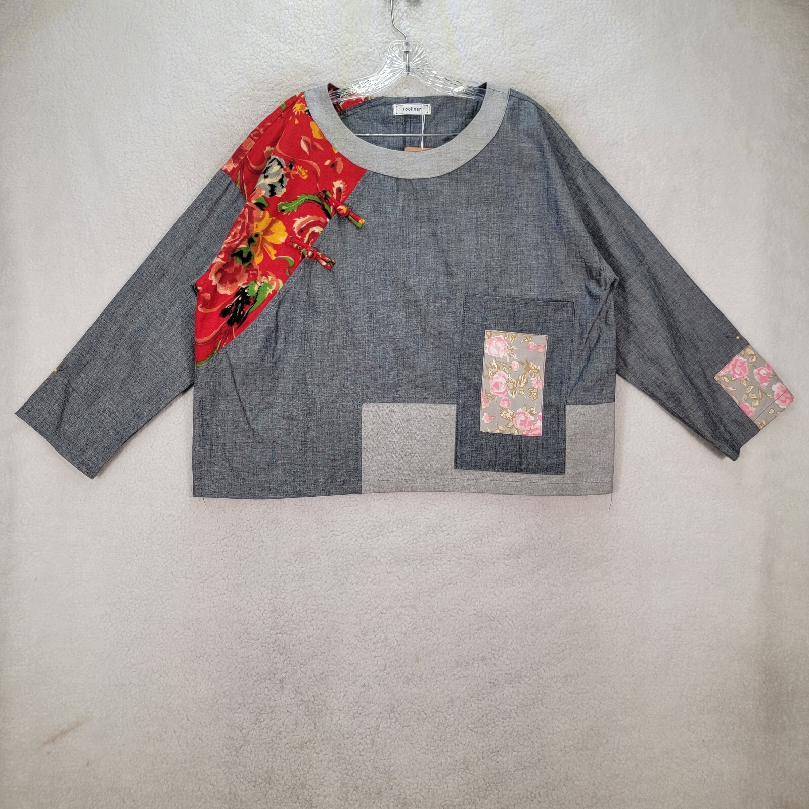 トップス 80s I.S. Linen Patchwork Shirt Amazon.com: Men's Casual Patchwork Shirt Cotton Lapel