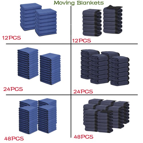 12/24/48 Moving Blankets 80"x72" Protective Shipping Packing Furniture Pads Blue