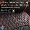 FaiFani Leather Car Seat Covers Full Set– Black and Red Textured PU Leather Front and Rear Seat Protectors, Waterproof Full Wrap Design, Airbag Compatible, Universal Fit for Cars, SUVs, Trucks