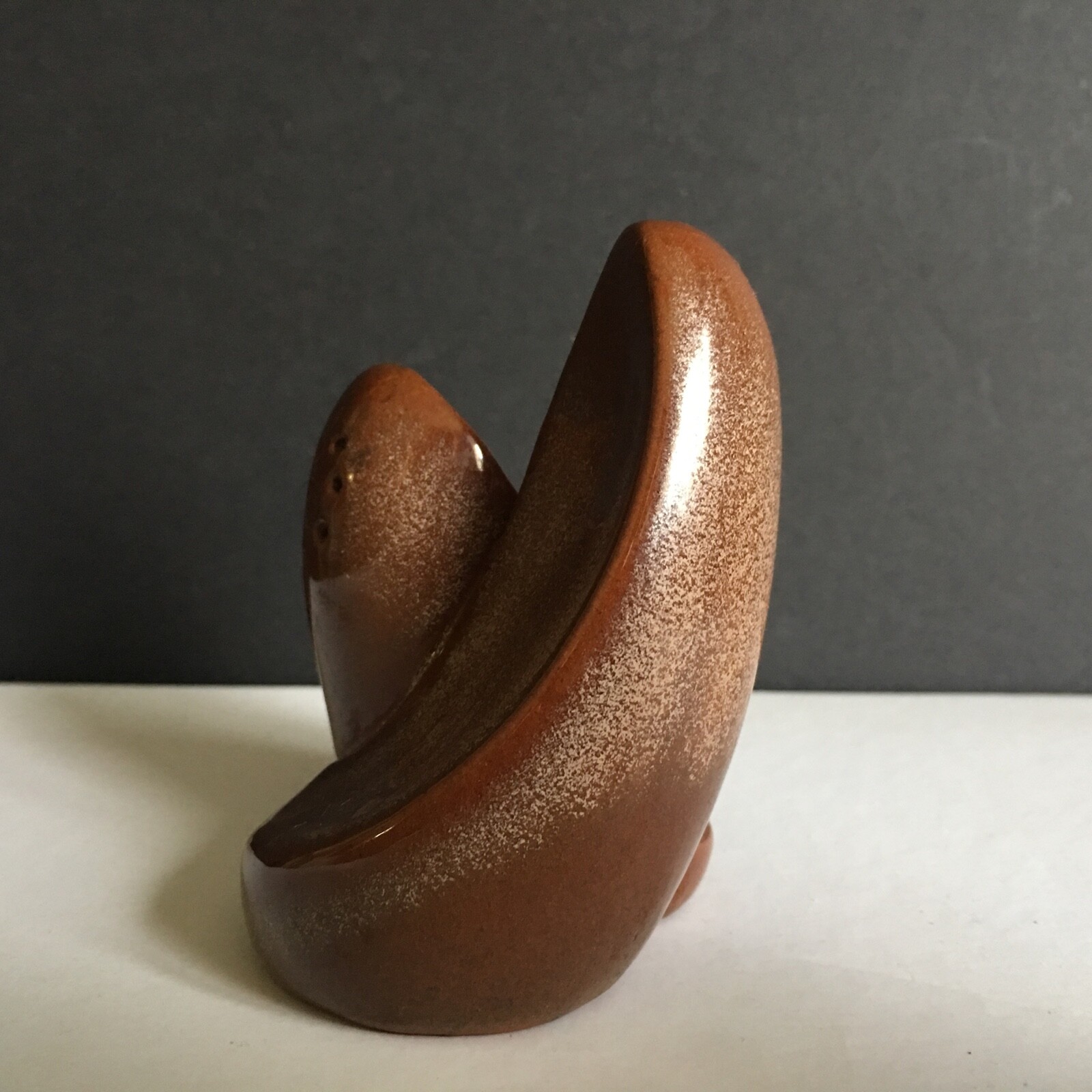 Vintage Frankoma Lazy Bones Brown Salt and Pepper shaker with corks