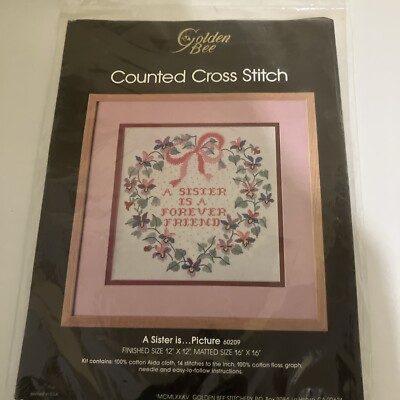 cross stitch counted Golden Bee Vintage A Sister Is A Forever Friend Sealed