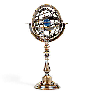 Antiqued Armillary Dial Bronze Sphere Globe 14" Nautical Desk Top Decor