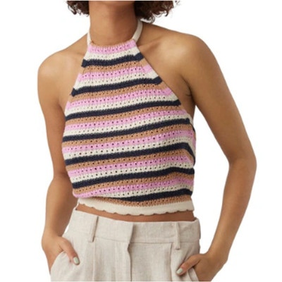 New ~ VERO MODA ~ Shaji Stripe Knit Halter ~ Perfect season transition piece L