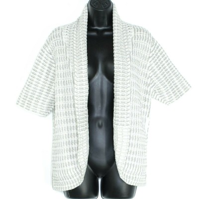 NWT Chicos Womens Cardigan Sweater Beatrice Texture Open Metallic 2 Large 12 FU