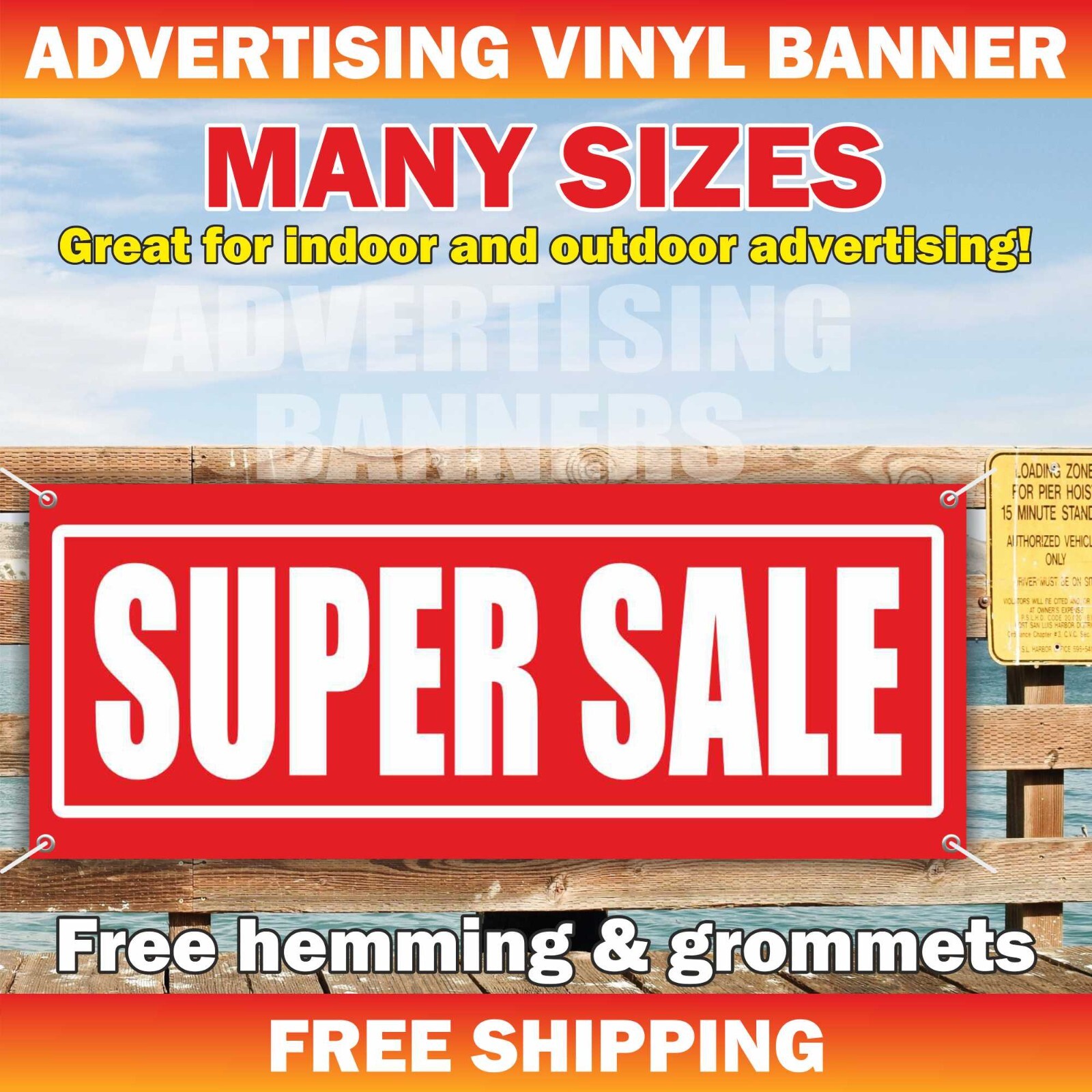 SUPER SALE Advertising Banner Vinyl Mesh Sign Clearance Retail Shop Discount