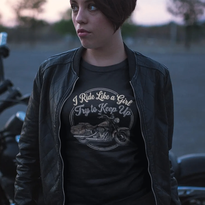 I Ride Like A Girl Try to Keep Up Motorcycle Tee | Women's Biker T-Shirt