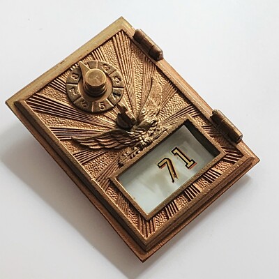Antique Flying Eagle PO Box Door with 8 Number Dial Pointer Early 1900s #71