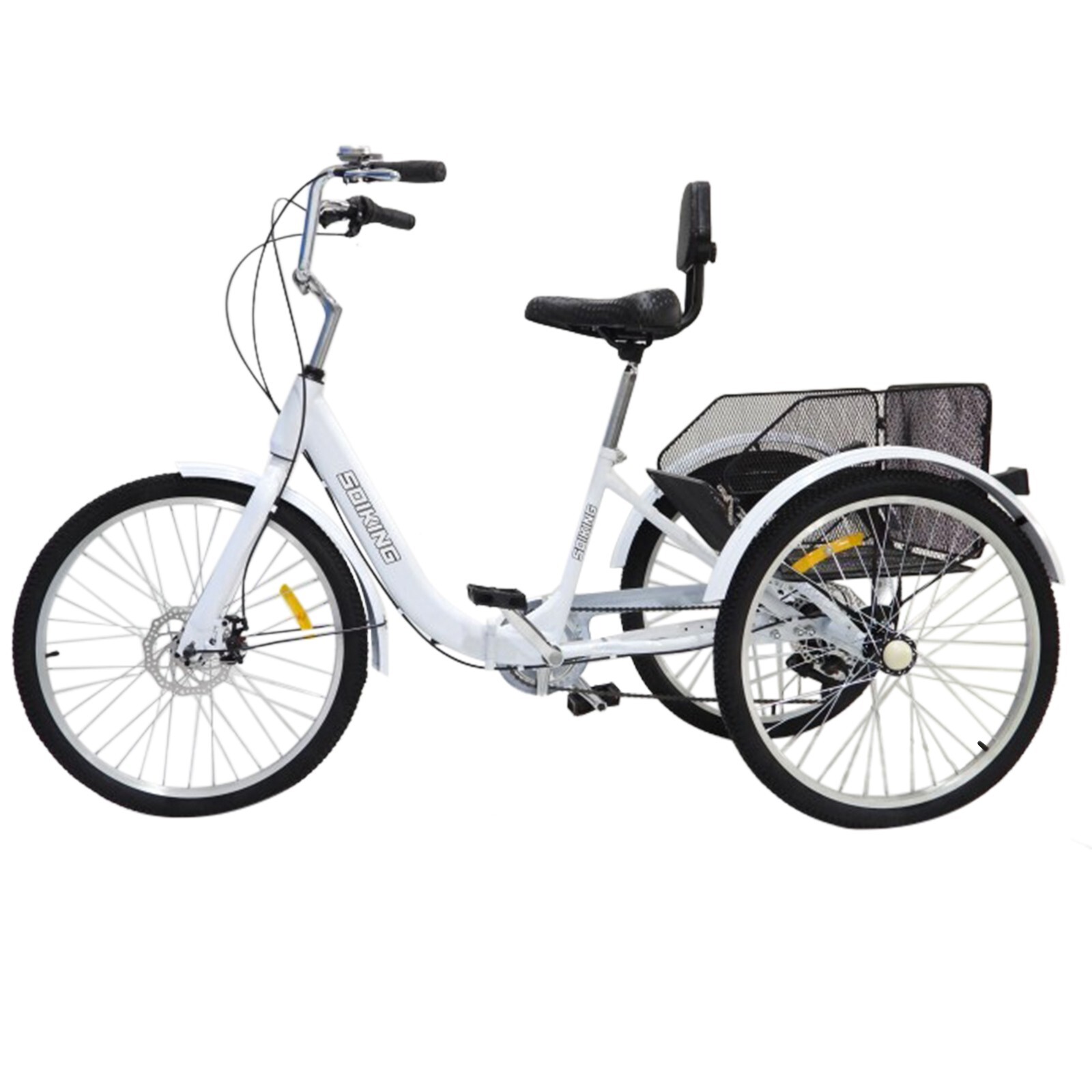 Foldable Adult Tricycle 20-24" 7 Speed 3 Wheel Trike Cruise Bike w/ Cargo Basket