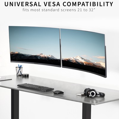 VIVO White Steel Telescoping Flush Wall Mount for Dual 21" to 32" Monitors