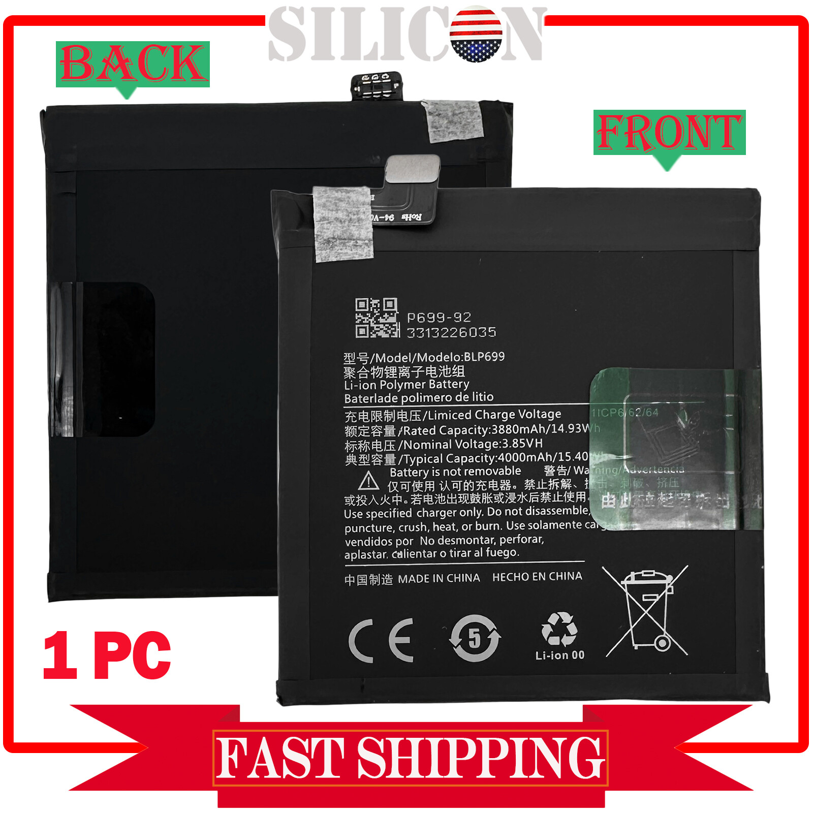 4000mAh Replacement Battery For OnePlus 7 Pro GM1910 GM1911 