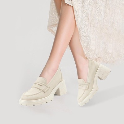 Luxury Womens Casual Loafers Shoes Slip on Platform Pump High Heels Footwear